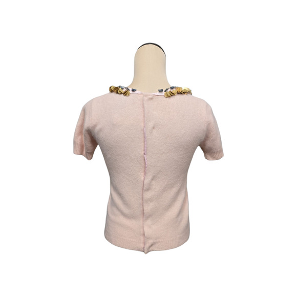 Corey Lynn Calter Sweater Womens XS Angora Embellished Collar Short Sleeve Knit‎ - Picture 2 of 8